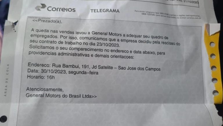 GM demite funcionários por telegrama em três fábricas de SP